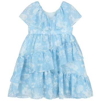 Girls Blue & White Floral Dress